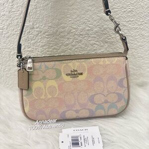 NWT Coach Nolita 19 In Rainbow Signature Canvas cdc38 Silver Sand